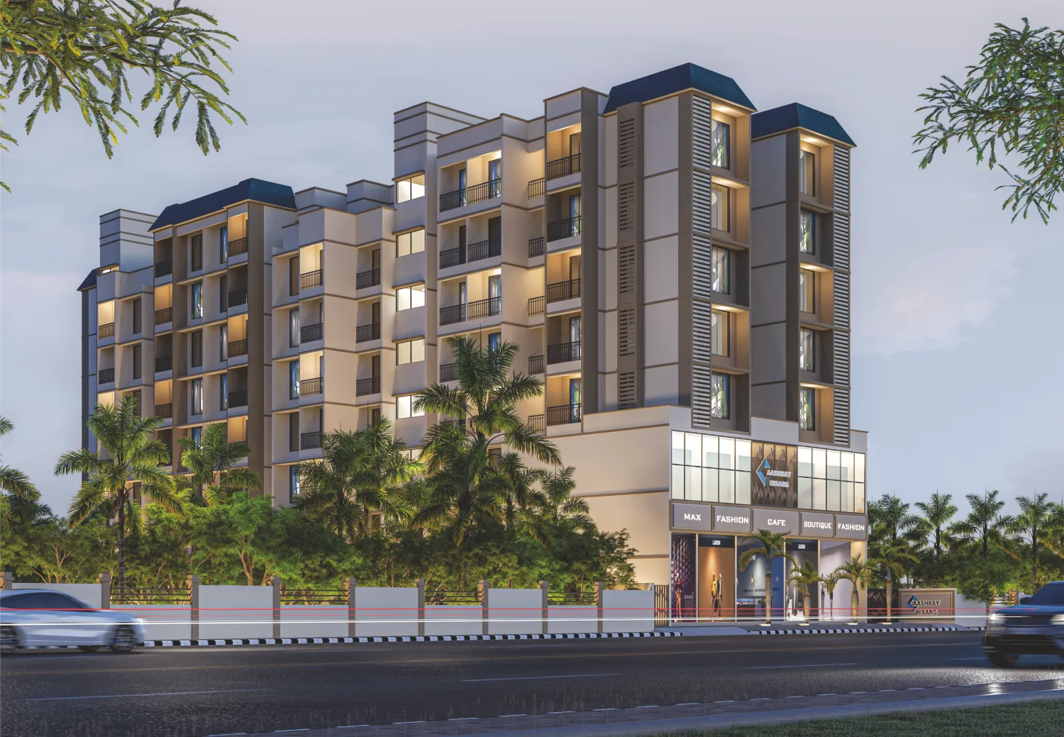 Aashray Nisarg Night Elevation